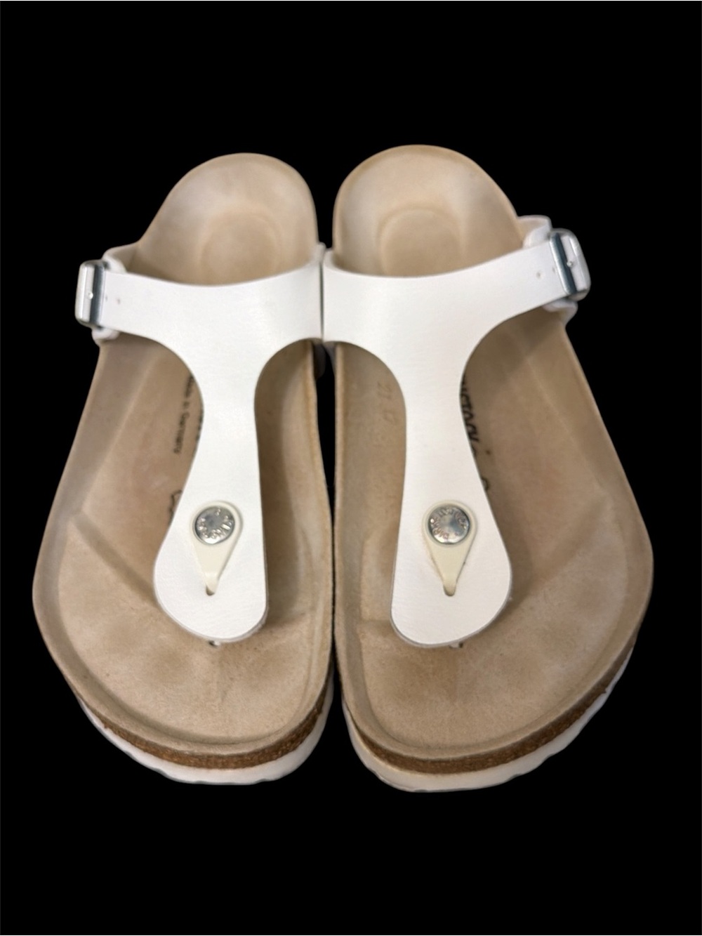 Birkenstock Gizeh Thong Sandals White w/Silver Buckle Size 7.5 - Picture 5 of 7